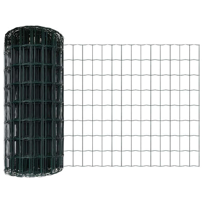 vidaXL Zaun mit Pfosten Grün 0,6 x 25 m Stahl und PVC
