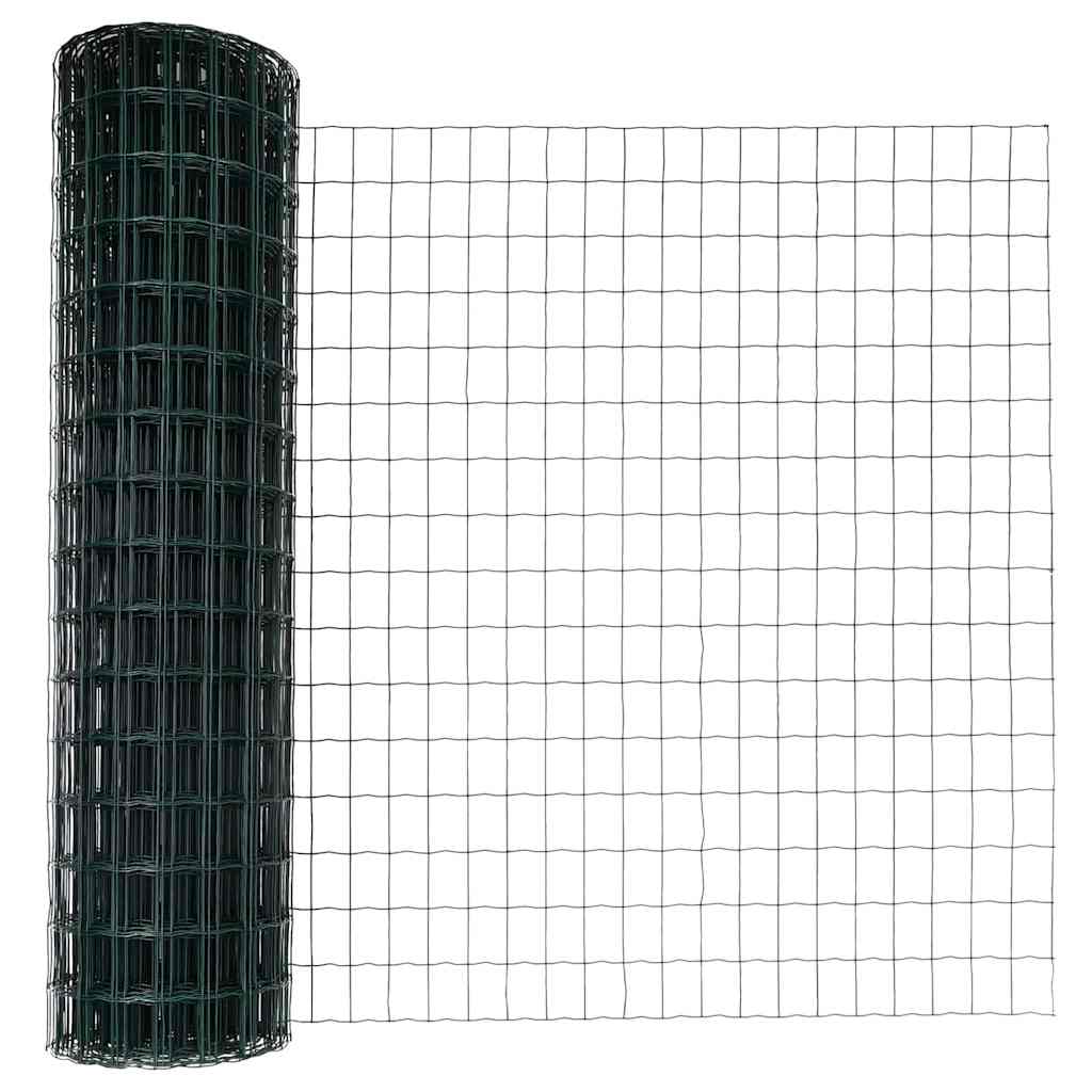 vidaXL Zaun mit Pfosten Grün 1,2 x 25 m Stahl und PVC