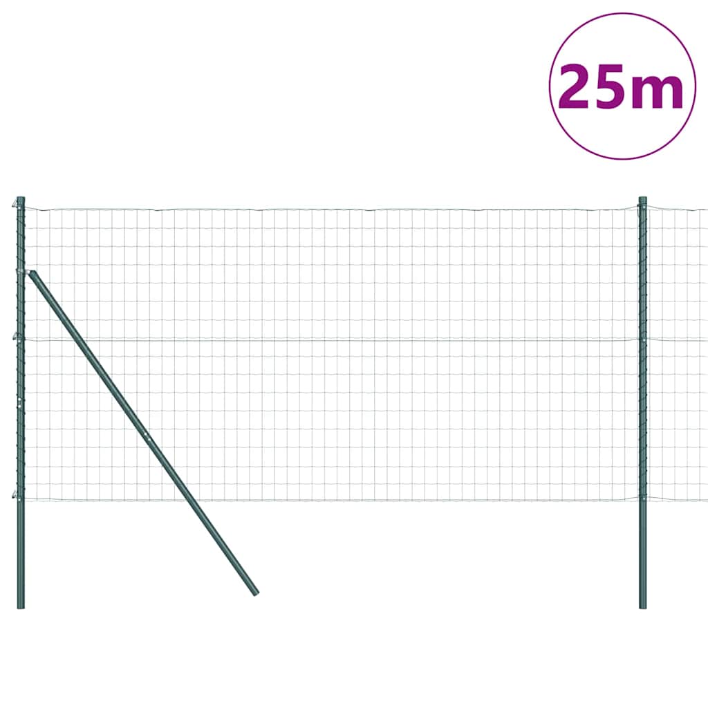 vidaXL Zaun mit Pfosten Grün 1,2 x 25 m Stahl und PVC