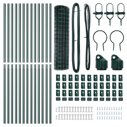 vidaXL Zaun mit Pfosten Grün 1 x 25 m Stahl und PVC