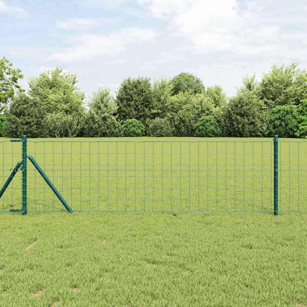 vidaXL Zaun mit Pfosten Grün 0,6 x 25 m Stahl und PVC