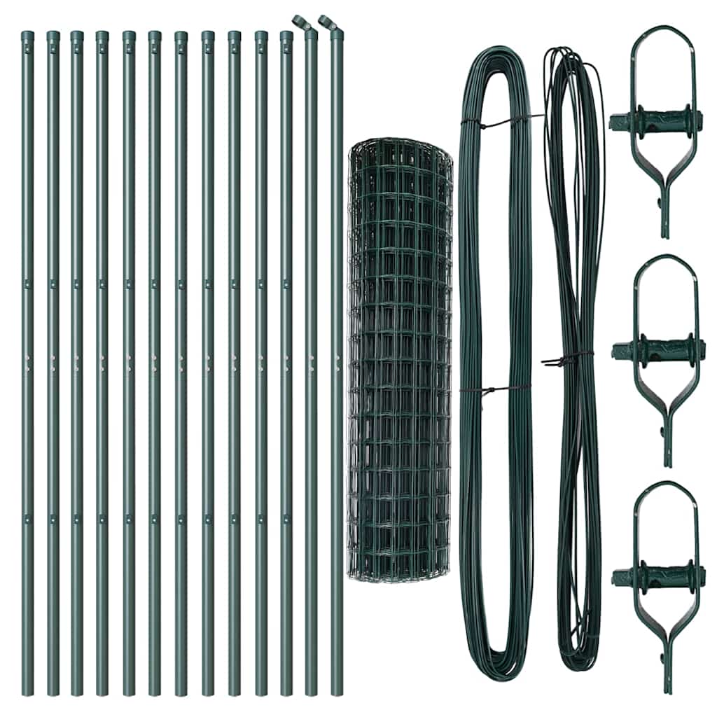 vidaXL Clôture avec Poteaux Vert 1,2 x 25 m Acier et PVC