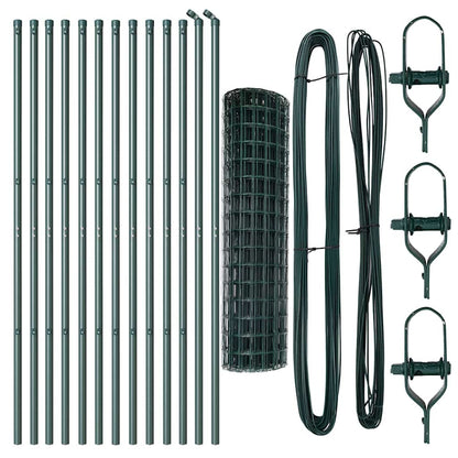 vidaXL Clôture avec Poteaux Vert 1,2 x 25 m Acier et PVC