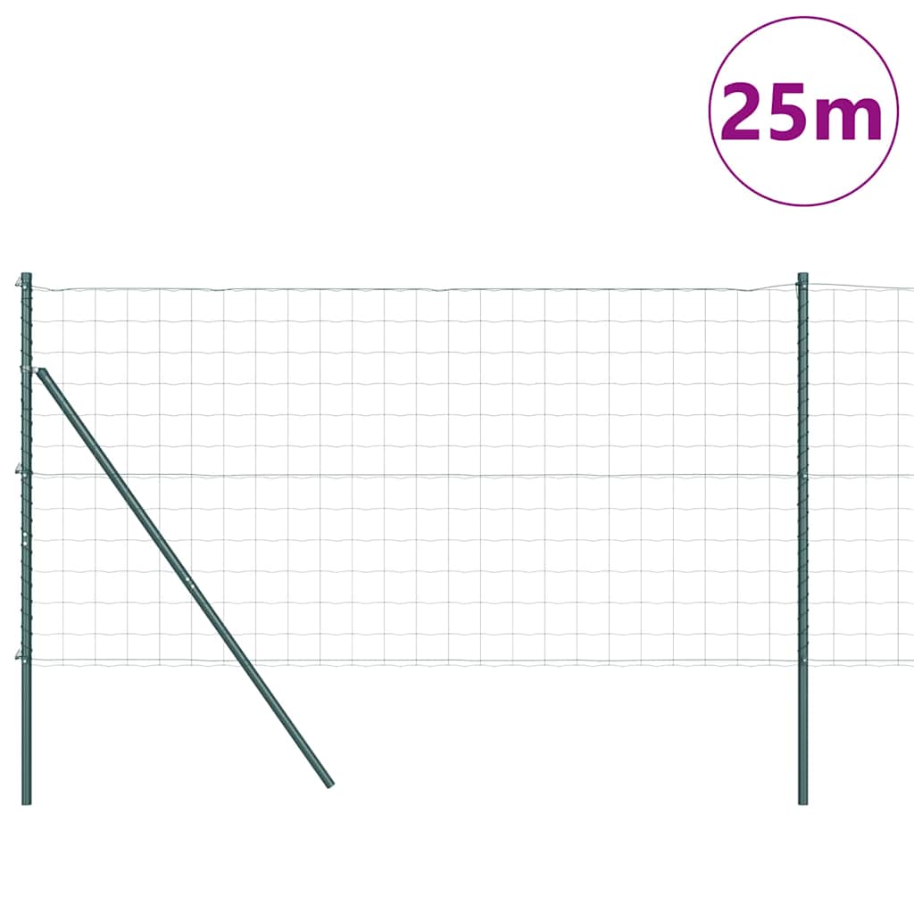 vidaXL Zaun mit Pfosten Grün 1,2 x 25 m Stahl
