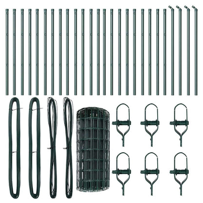 vidaXL Zaun mit Pfosten Grün 0,4 x 50 m Stahl und PVC