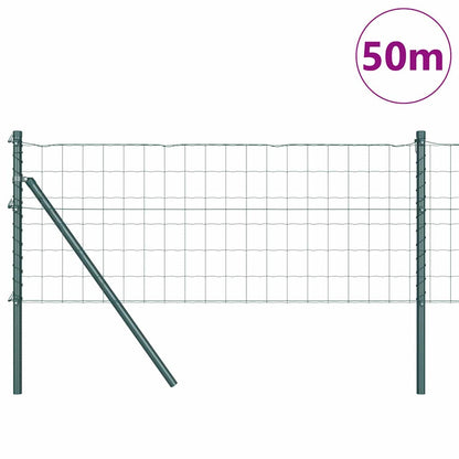 vidaXL Zaun mit Pfosten Grün 0,4 x 50 m Stahl und PVC