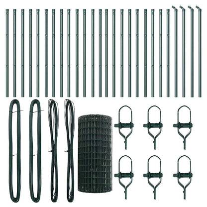 vidaXL Zaun mit Pfosten Grün 0,4 x 50 m Stahl und PVC