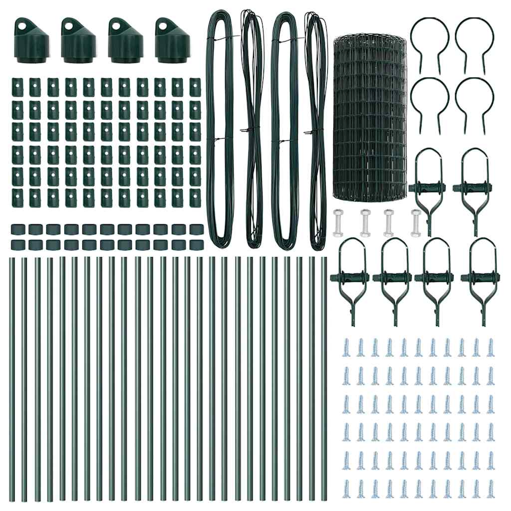 Zaun mit Pfosten Grün 0,6 x 50 m Stahl und PVC
