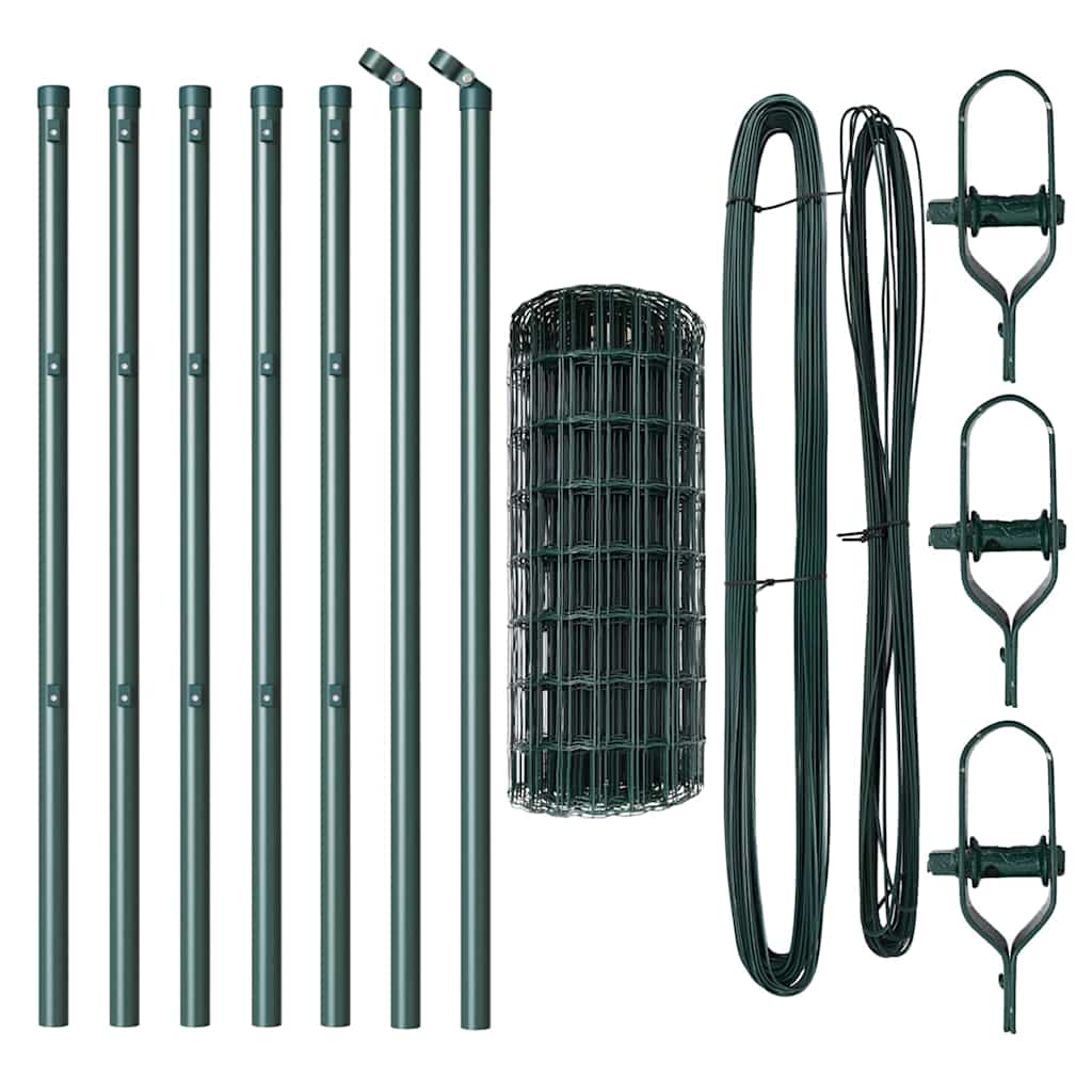 Zaun mit Pfosten Grün 0,4 x 10 m Stahl und PVC