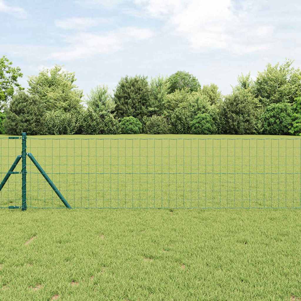vidaXL Clôture avec poteaux vert 0,6 x 10 m acier et PVC