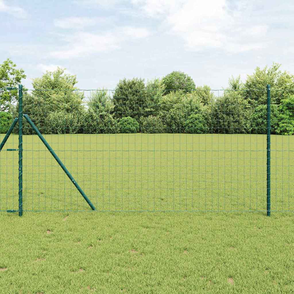vidaXL Clôture avec poteaux vert 1 x 10 m acier
