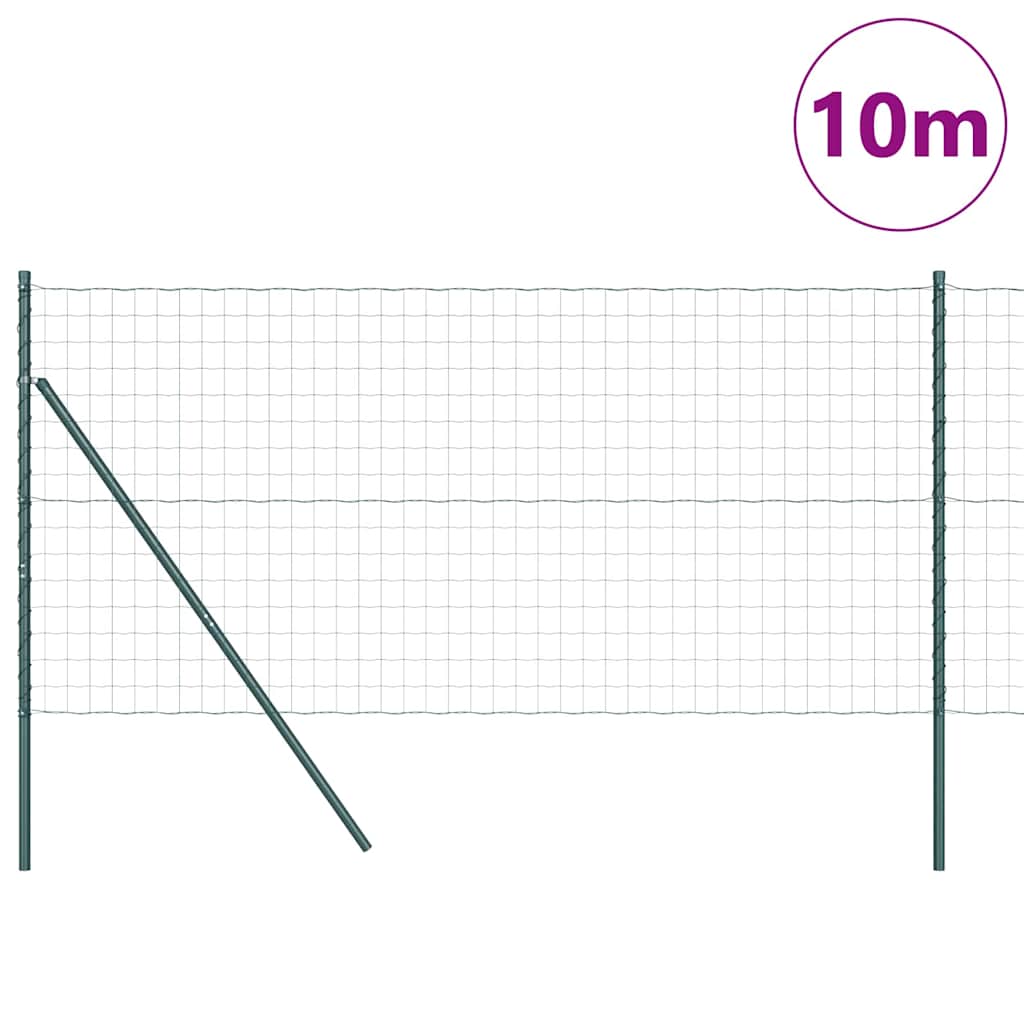 vidaXL Clôture avec poteaux vert 1 x 10 m acier