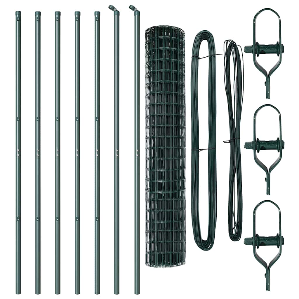 Zaun mit Pfosten Grün 1,5 x 10 m Stahl