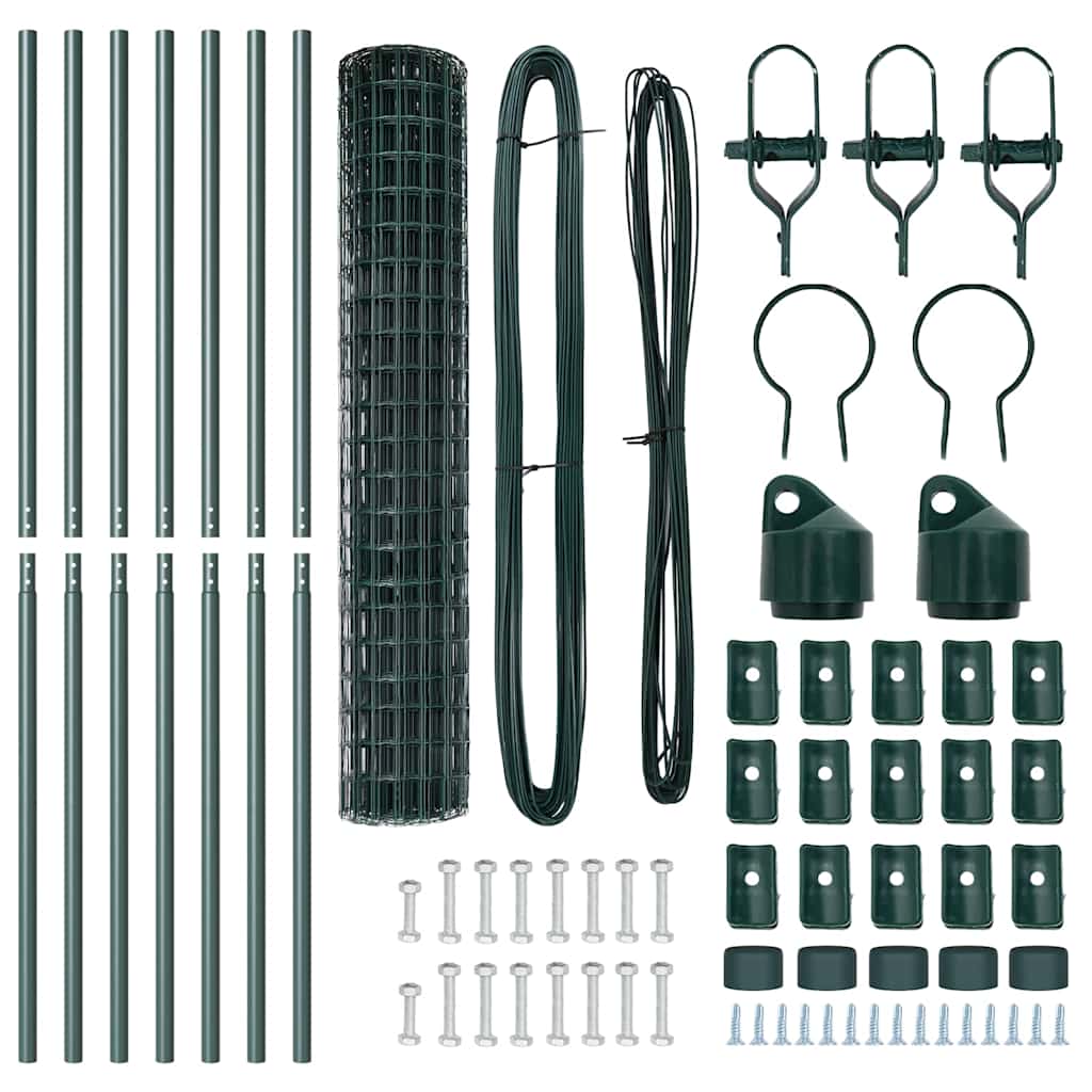 vidaXL Clôture avec poteaux vert 1,6 x 10 m acier et PVC