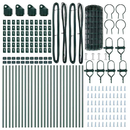Zaun mit Pfosten Grün 0,4 x 50 m Stahl und PVC
