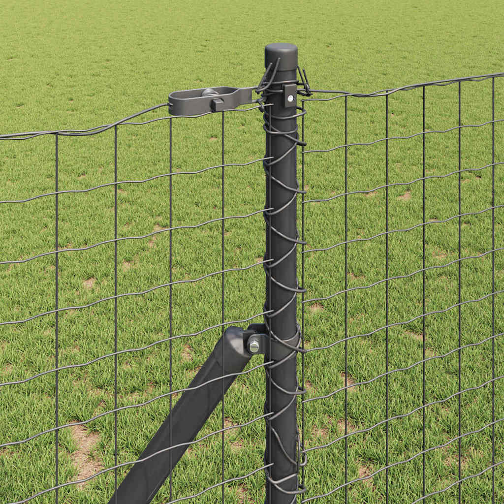 vidaXL Zaun mit Pfosten Grau 1,4 x 10 m Stahl und PVC