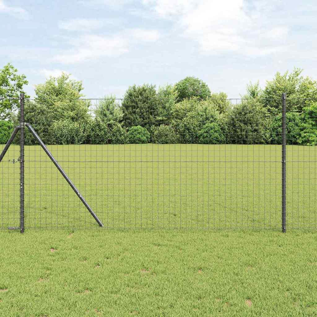 vidaXL Zaun mit Pfosten Grau 1,4 x 10 m Stahl und PVC