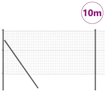 Zaun mit Pfosten Grau 1,4 x 10 m Stahl und PVC