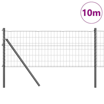 vidaXL Clôture avec poteaux gris 0,4 x 10 m Acier et PVC