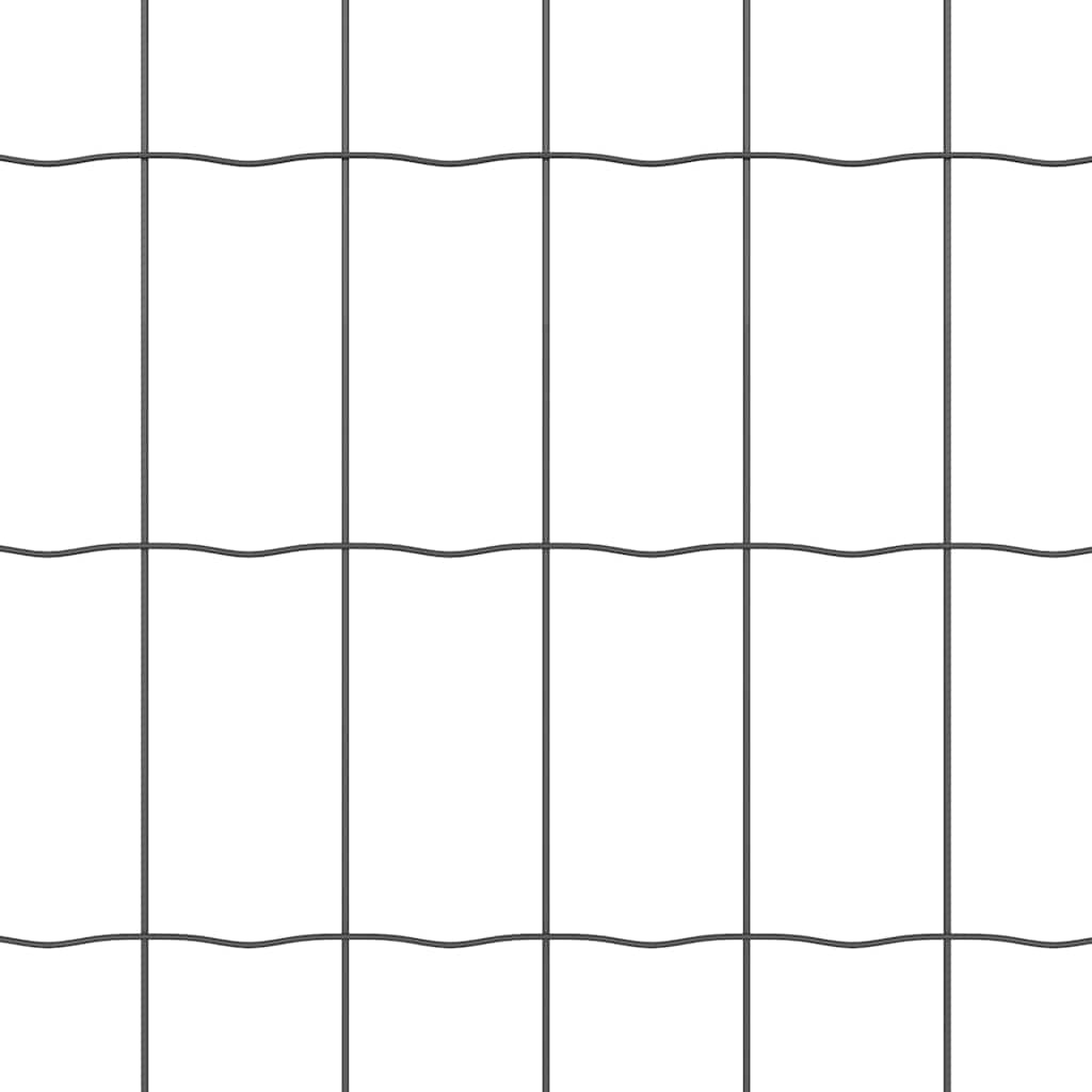 Zaun mit Pfosten Grau 0,6 x 10 m Stahl und PVC