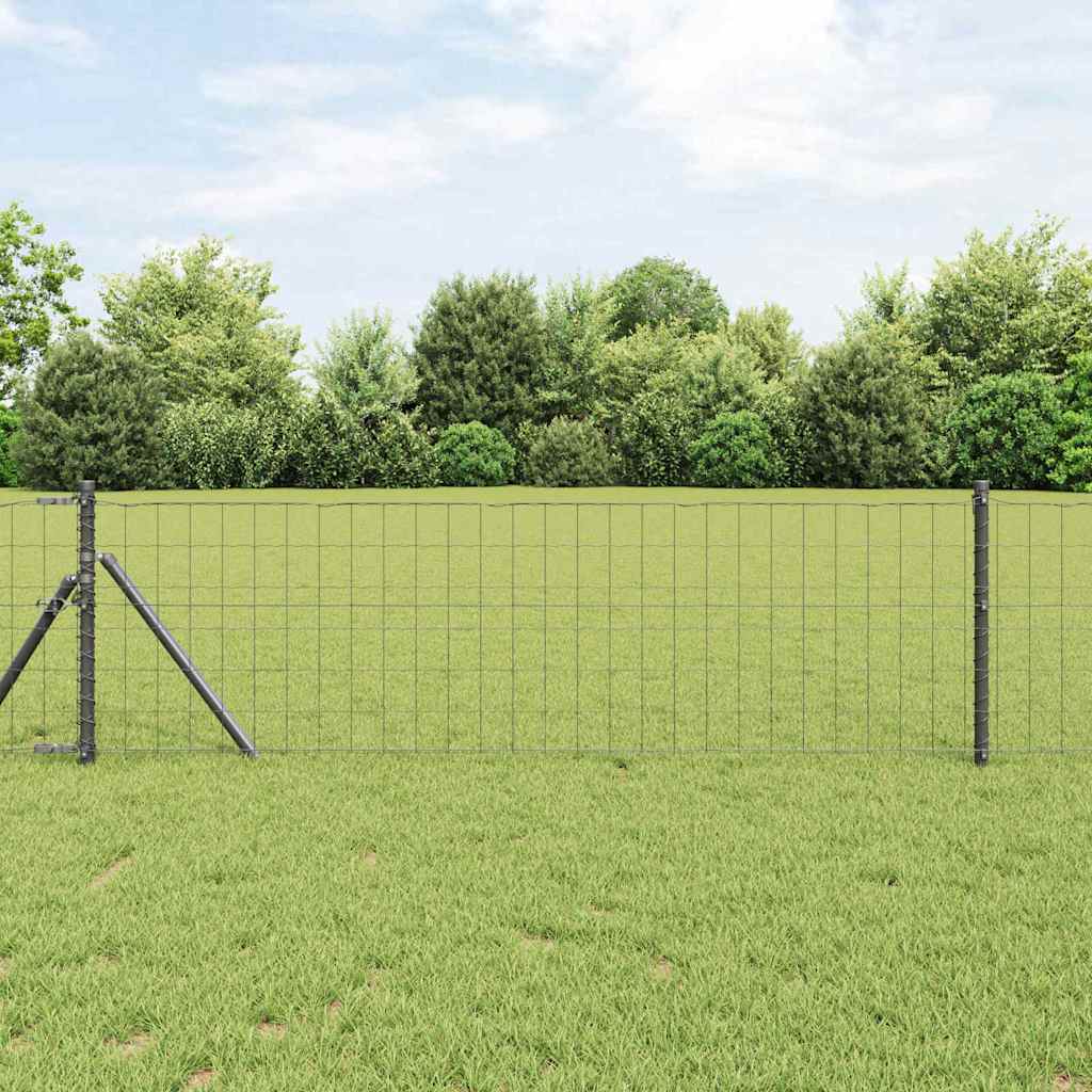 vidaXL Clôture avec poteaux gris 0,4 x 10 m Acier et PVC