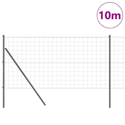 Zaun mit Pfosten Grau 1,2 x 10 m Stahl