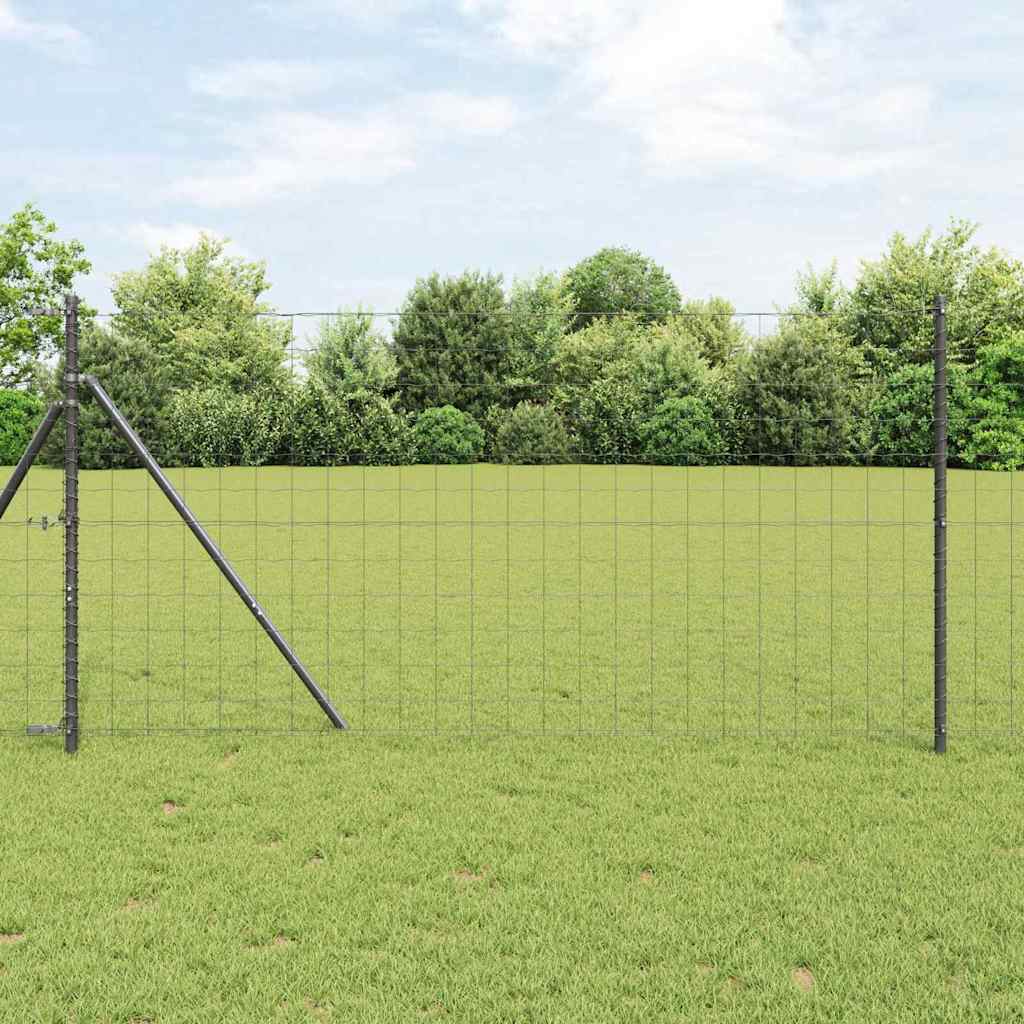 vidaXL Zaun mit Pfosten Grau 1,4 x 10 m Stahl und PVC