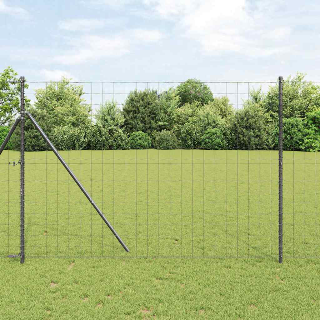 vidaXL Zaun mit Pfosten Grau 1,5 x 10 m Stahl