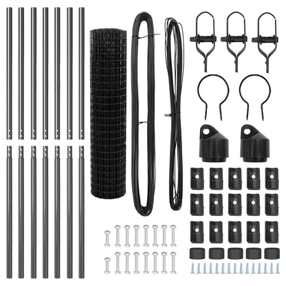 Zaun mit Pfosten Grau 1,2 x 25 m Stahl und PVC