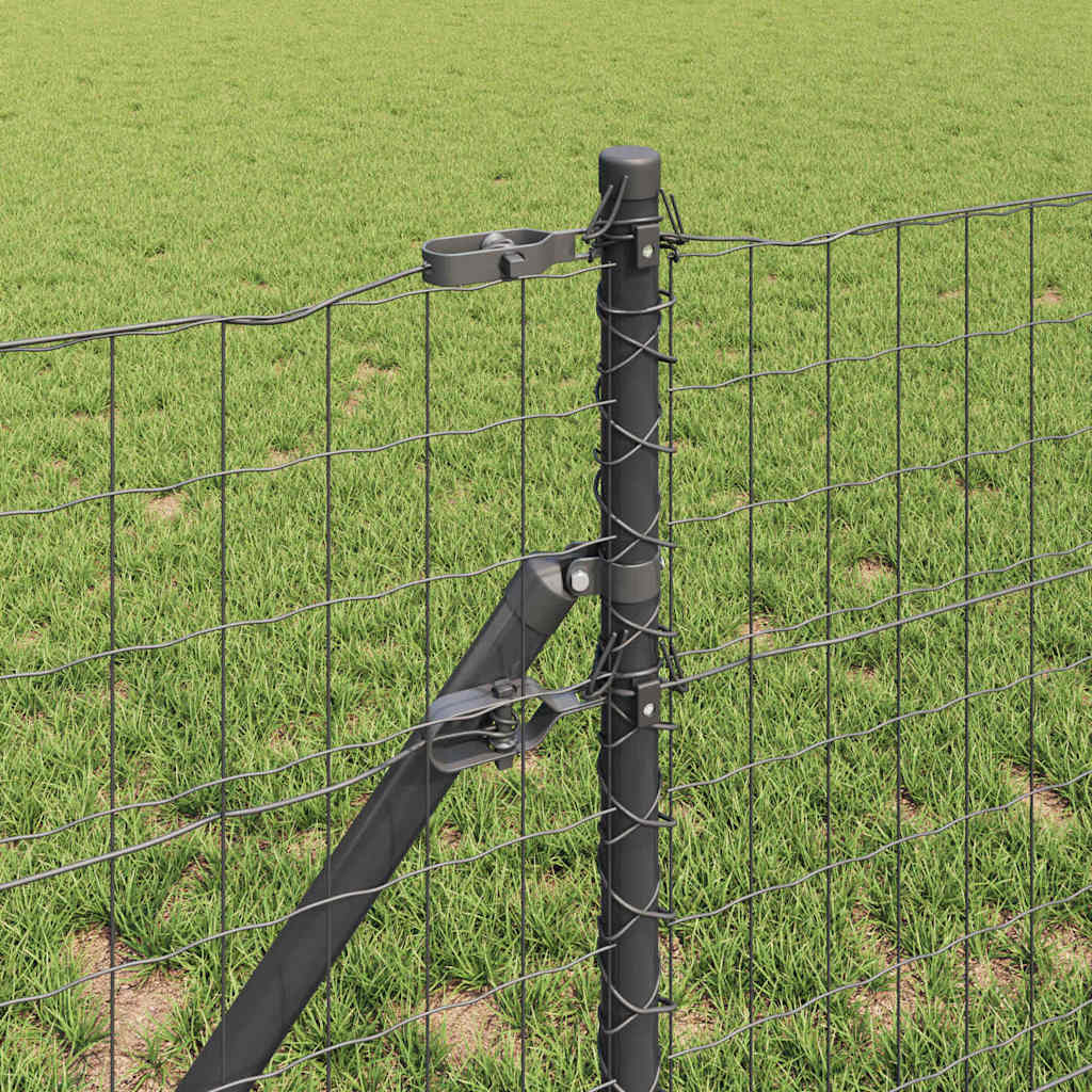 vidaXL Clôture avec poteaux gris 0,6 x 25 m acier et PVC