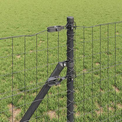 vidaXL Clôture avec poteaux gris 0,6 x 25 m acier et PVC