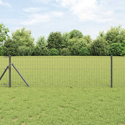 vidaXL Clôture avec poteaux gris 0,6 x 25 m acier et PVC