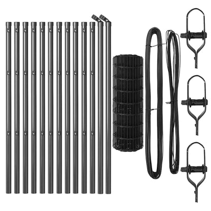 vidaXL Clôture avec poteaux gris 0,6 x 25 m acier et PVC
