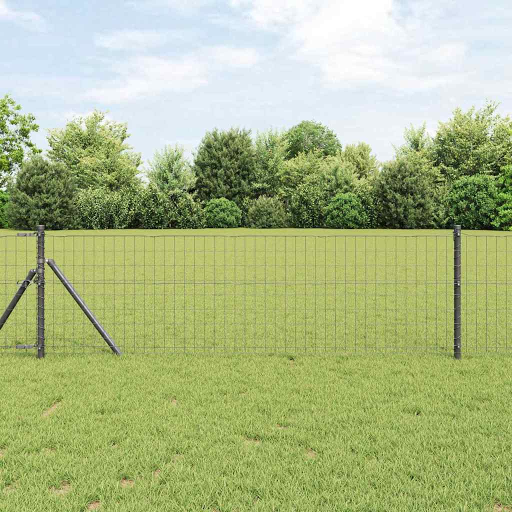 vidaXL Zaun mit Pfosten Grau 0,8 x 25 m Stahl und PVC