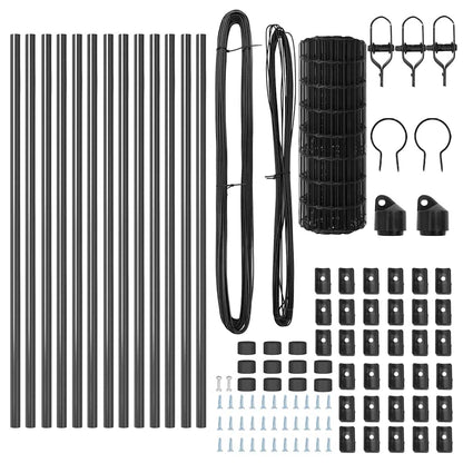 vidaXL Clôture avec poteaux gris 0,6 x 25 m acier et PVC