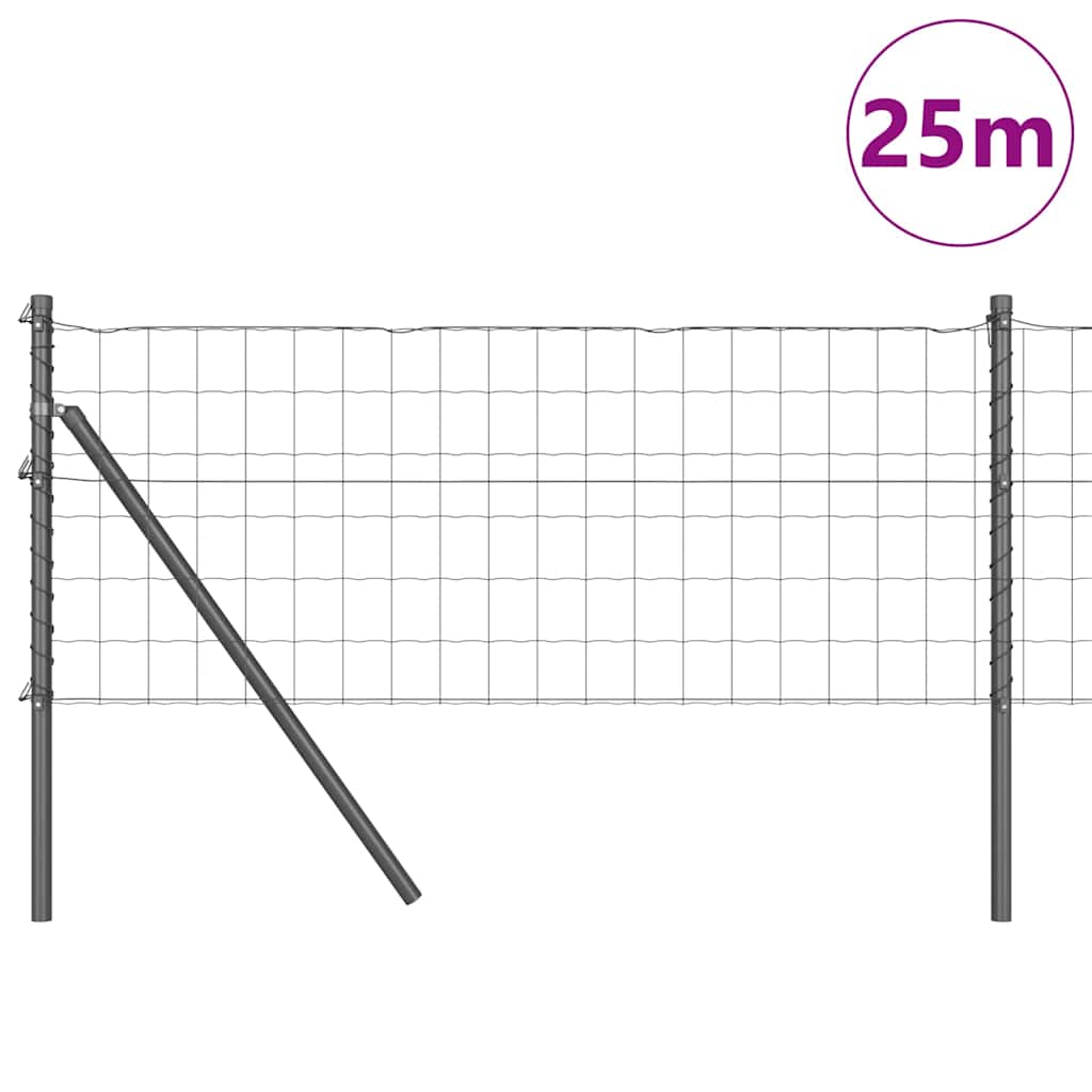 vidaXL Clôture avec poteaux gris 0,6 x 25 m acier et PVC
