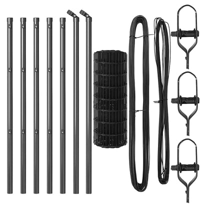 Zaun mit Pfosten Grau 0,8 x 25 m Stahl und PVC