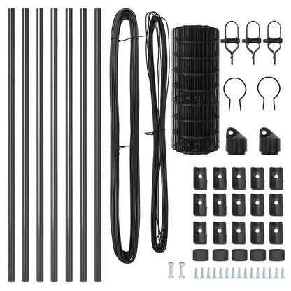 Zaun mit Pfosten Grau 0,8 x 25 m Stahl und PVC