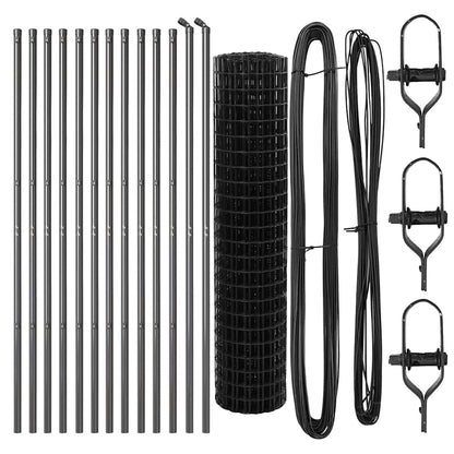 vidaXL Zaun mit Pfosten Grau 1 x 25 m Stahl und PVC