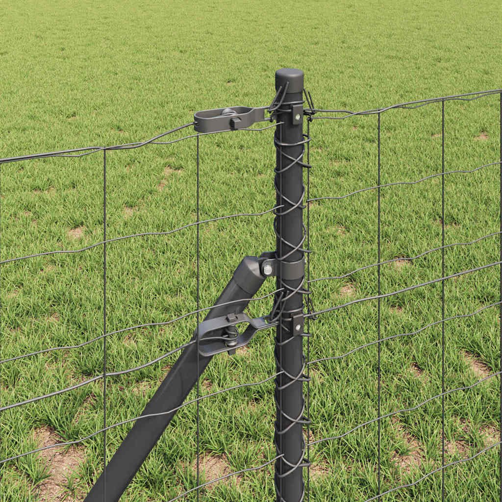 vidaXL Clôture avec poteaux gris 0,8 x 25 m acier