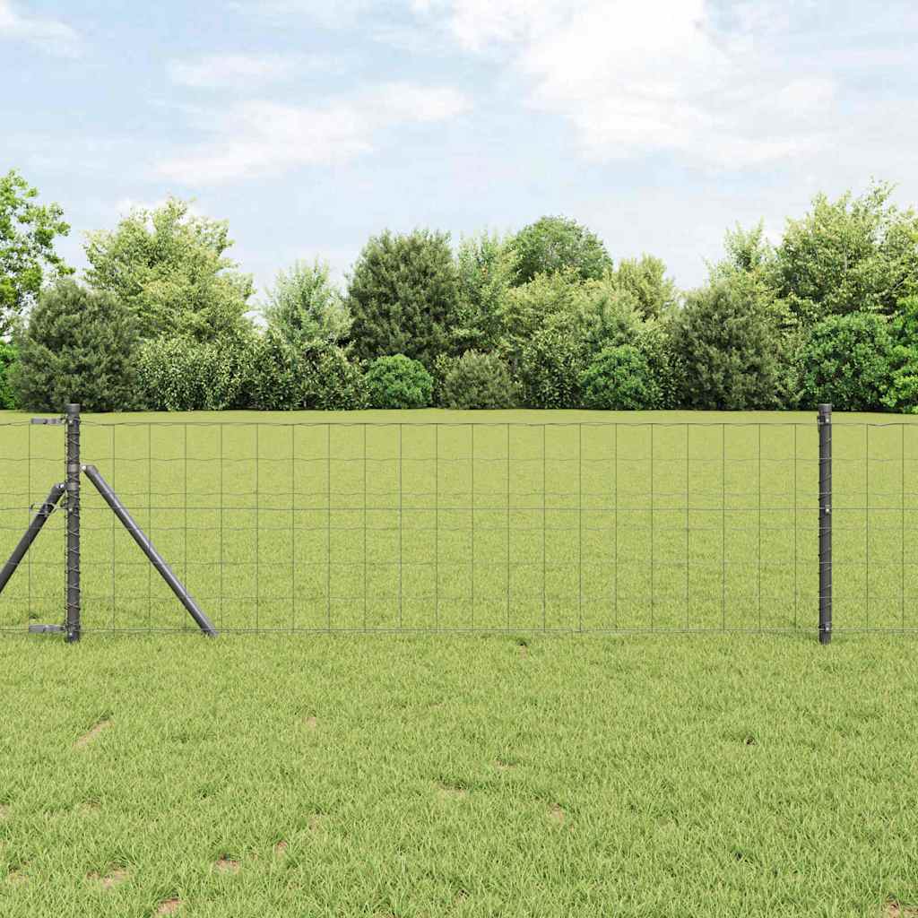vidaXL Clôture avec poteaux gris 0,8 x 25 m acier