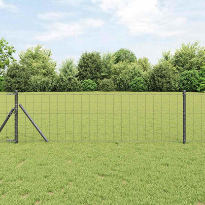 vidaXL Clôture avec poteaux gris 0,8 x 25 m acier