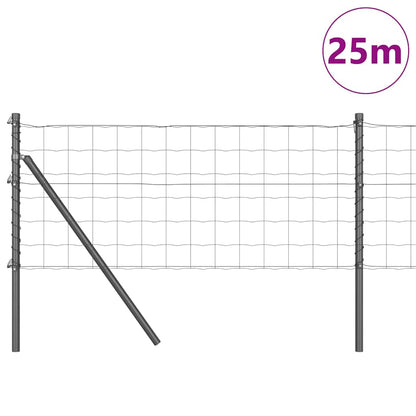vidaXL Clôture avec poteaux gris 0,8 x 25 m acier