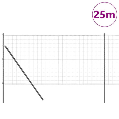 vidaXL Zaun mit Pfosten Grau 1,2 x 25 m Stahl