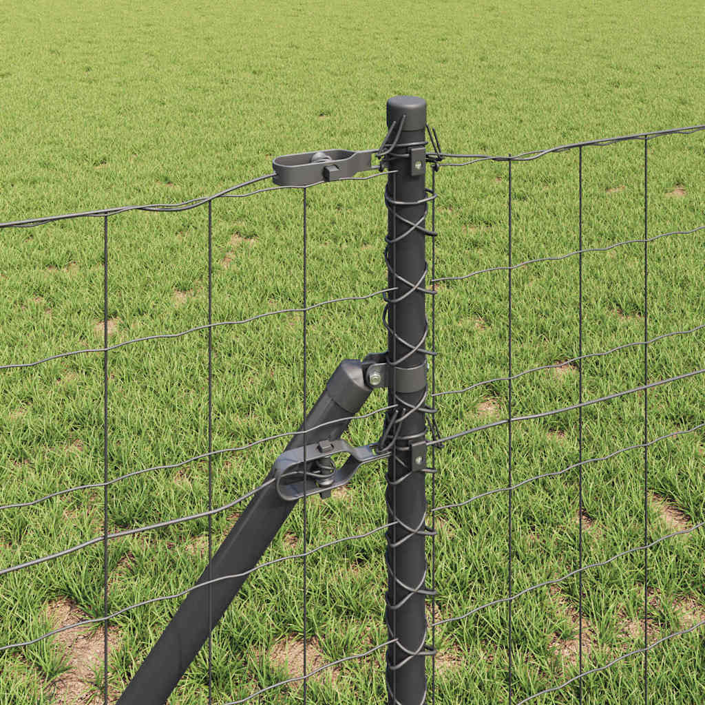 vidaXL Zaun mit Pfosten Grau 0,6 x 50 m Stahl und PVC