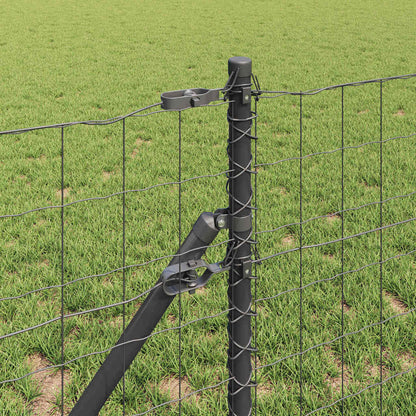 vidaXL Zaun mit Pfosten Grau 0,6 x 50 m Stahl und PVC