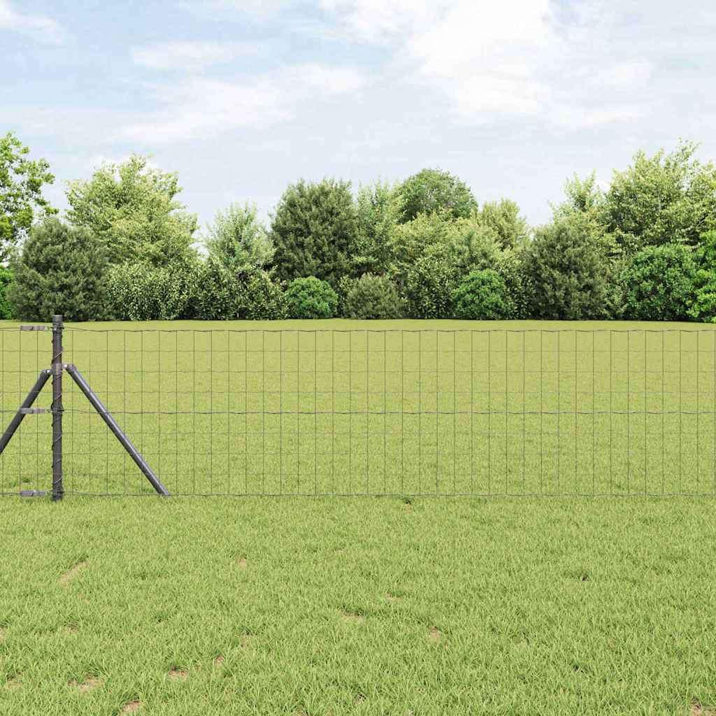 vidaXL Zaun mit Pfosten Grau 0,4 x 10 m Stahl und PVC