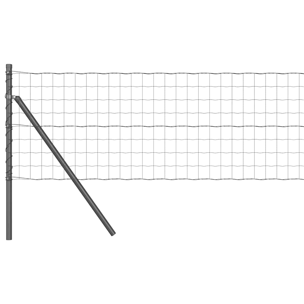 vidaXL Zaun mit Pfosten Grau 0,4 x 10 m Stahl und PVC