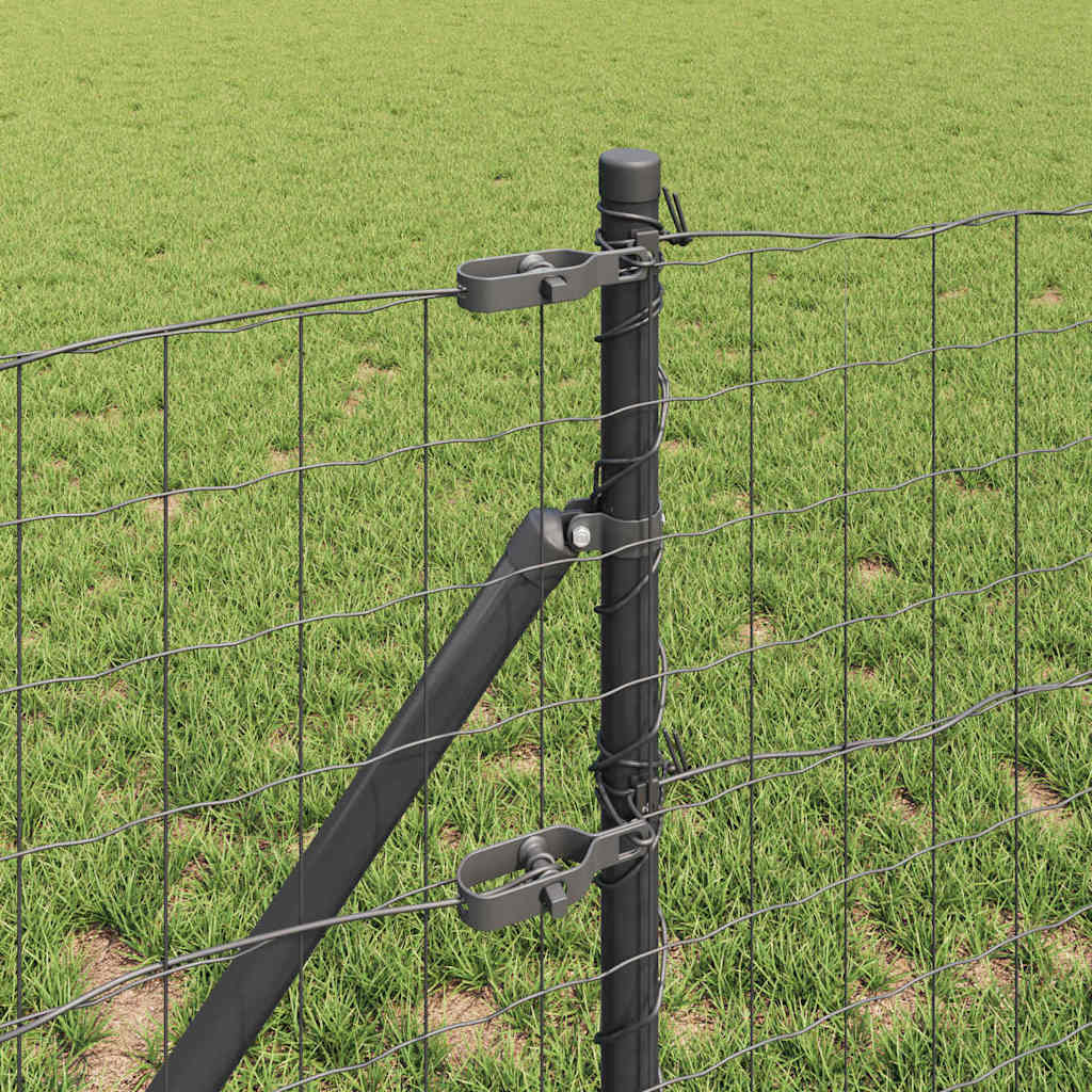 vidaXL Zaun mit Pfosten Grau 0,6 x 10 m Stahl und PVC