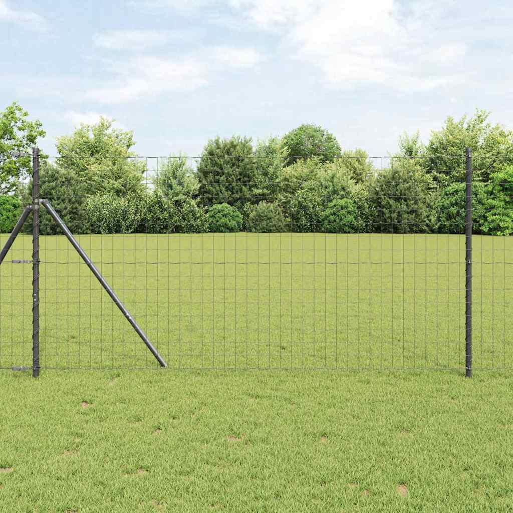 vidaXL Zaun mit Pfosten Grau 1,2 x 10 m Stahl